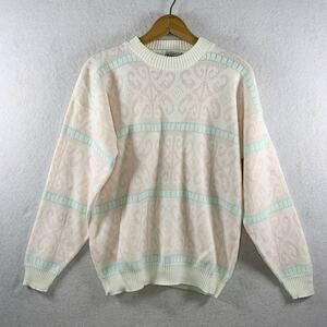 Vintage 90s Womens Sweater Sz M Cottage Pastel Soft Girl Grandma Indie USA Made